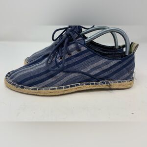 Zara blue stripe cotton causal sneakers size 40‎